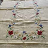Antique hand-embroidered tablecloth - 10 place settings - 165x200 cm - Linen