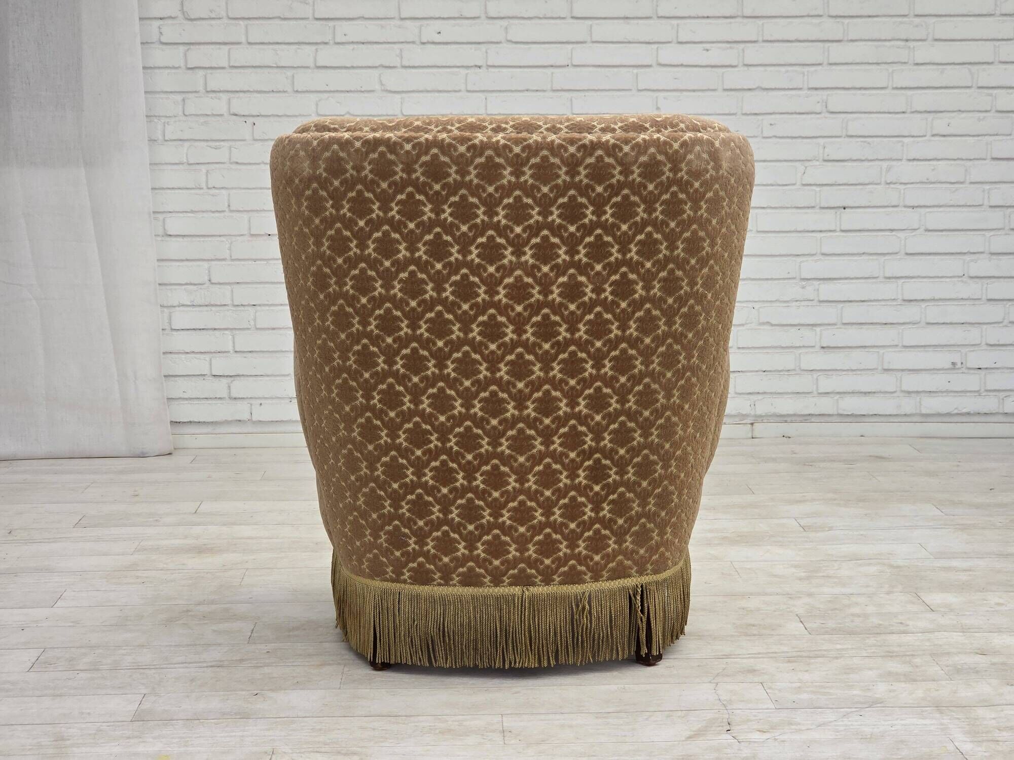 1960s, Danish armchair, furniture velour, beech wood.