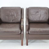 1970s pair of leather armchairs,denmark