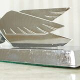LW Paris "swan" lamp in silver metal, circa 1940