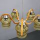 Mid Century Czech Wood Glass Chandelier, 1970s Restored