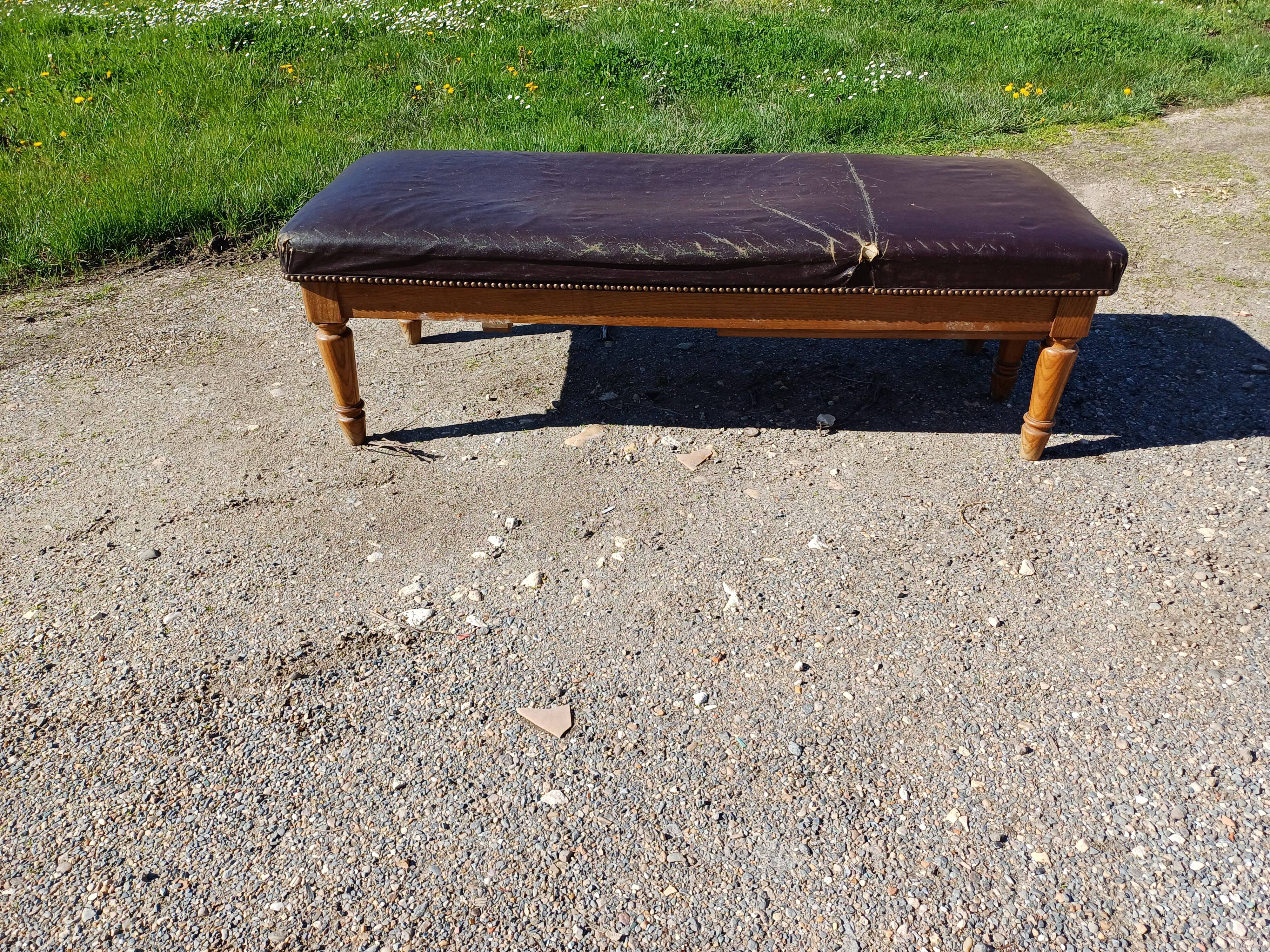 Doctor's bench oak and leather 19th