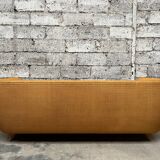 Vintage rattan sofa design 1970 ecru French terry fabric