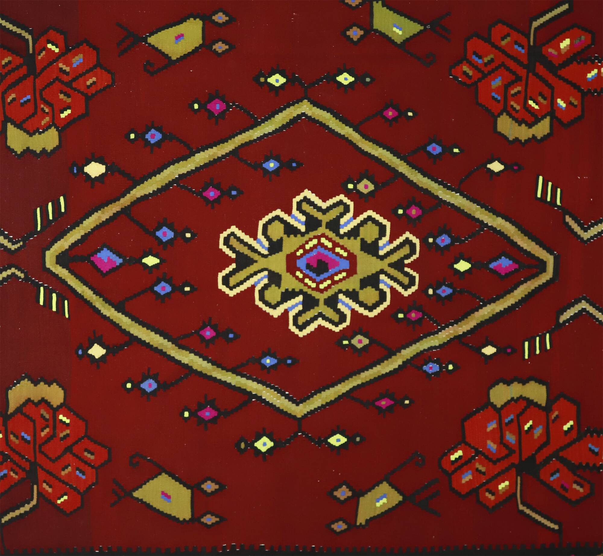 Grand Kilim Turkish Anatolia 218x285 cm Red Vintage Handwoven