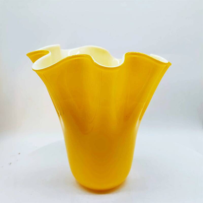 1970S Stunning Jacketed Fazzoletto Vase in Murano Glass. Made in Italy