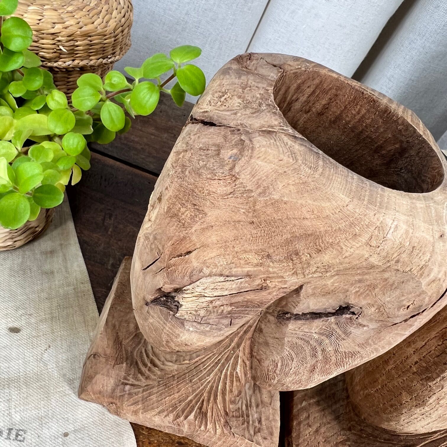 Pair of wooden "owl" candlesticks