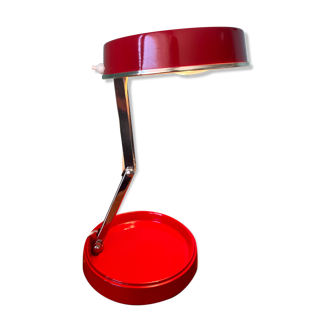 Desk folding lamp, burgundy colour mid century lamp, lamp shade from the 1970s
