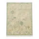 Hand-Knotted Wool Area Rug, Oushak Ivory Sage Green Design Carpet for Living Room