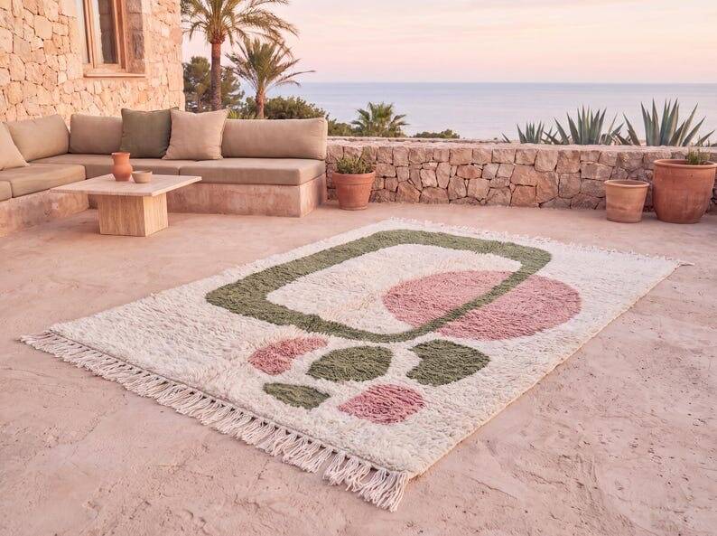 Tapis en laine pure fait main 2/3 m