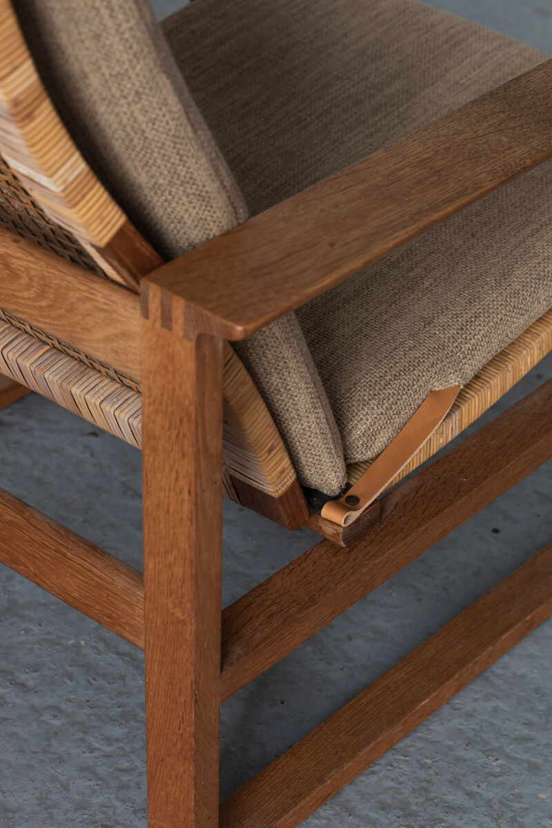 Set of 2 lounge chairs and one footrest by Borge Mogensen for Fredericia Denmark 1960’s