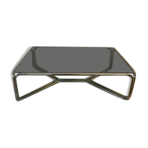 Table basse chromée - plateau verre