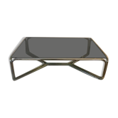 Table basse chromée plateau en verre