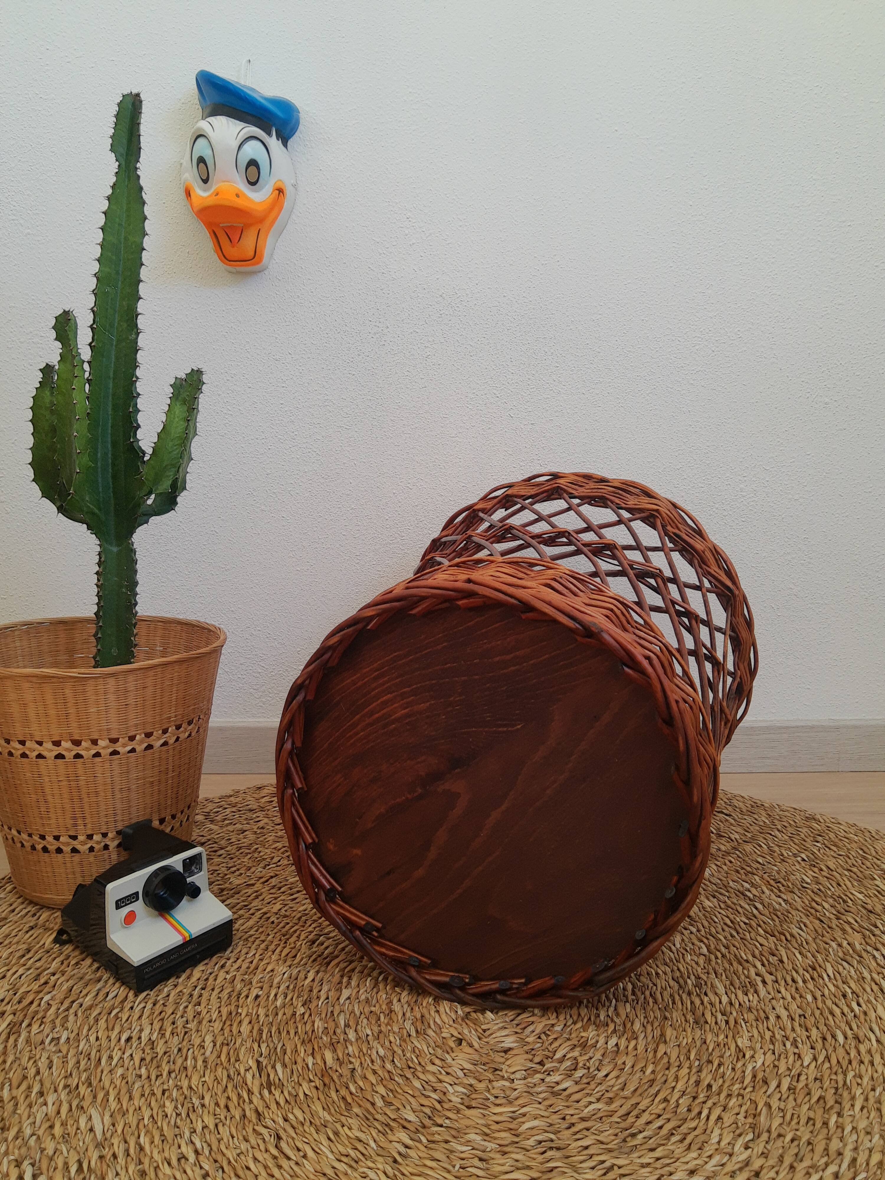 Large basket / laundry basket - vintage wicker toy basket