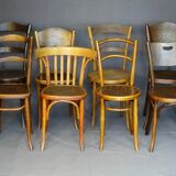 Set of eight bistro chair -1910... 1940- wooden seats.