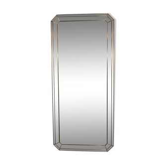 Old 1960s large brass mirror and parcloses 137 x62cm