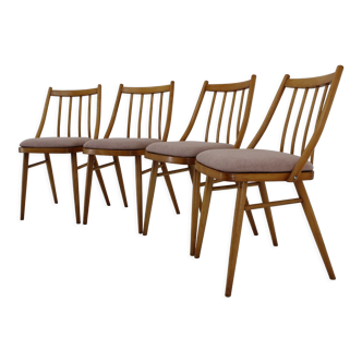 1970s Antonin Suman Beech Dining Chairs, Set of 4