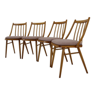 1970s Antonin Suman Beech Dining Chairs, Set of 4
