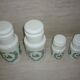 Set of 4 glass jars opal from italy white and green