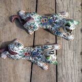 Zoomorphic Bouquetieres Hand-painted Desvres Cats