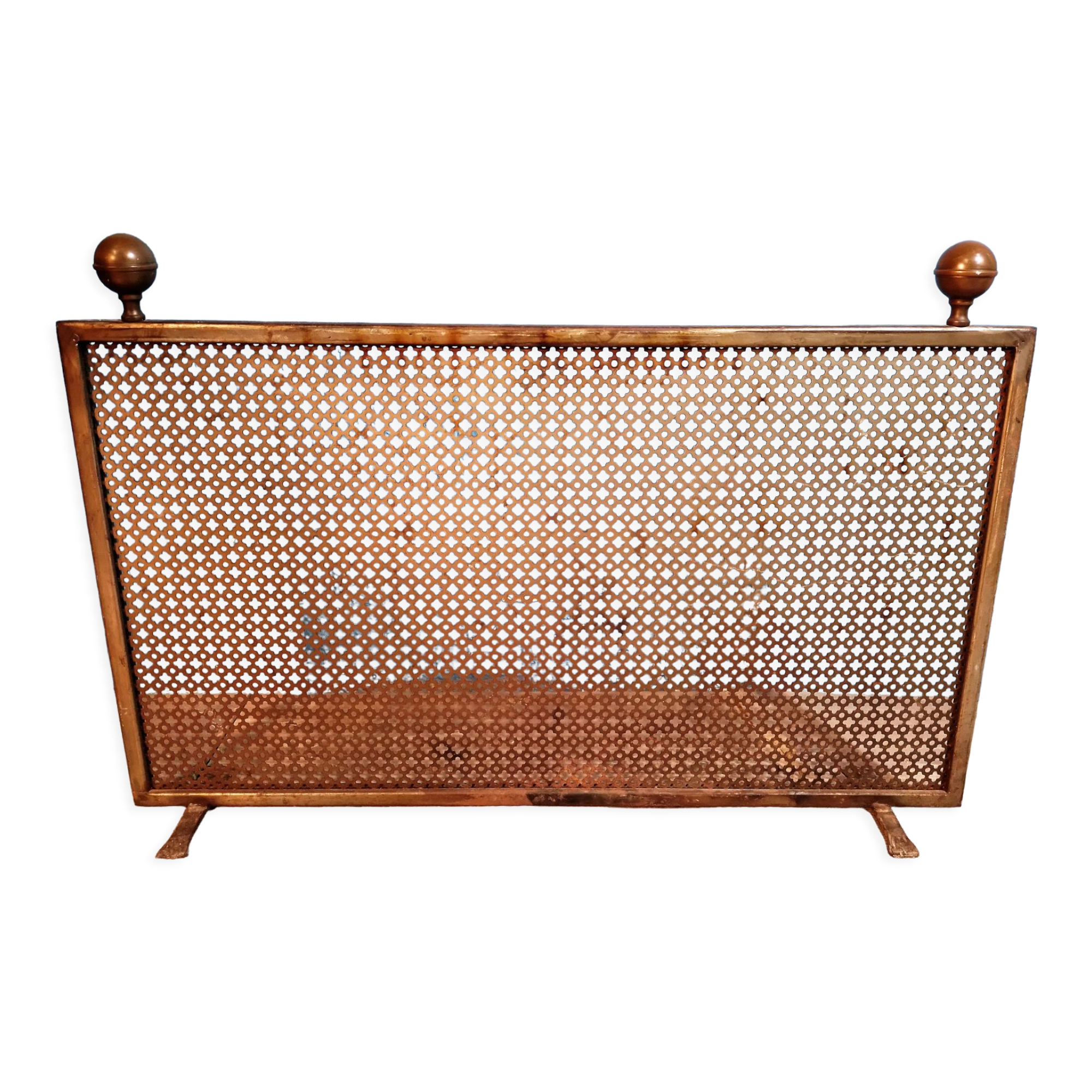 Perforated metal fire screen 1950s