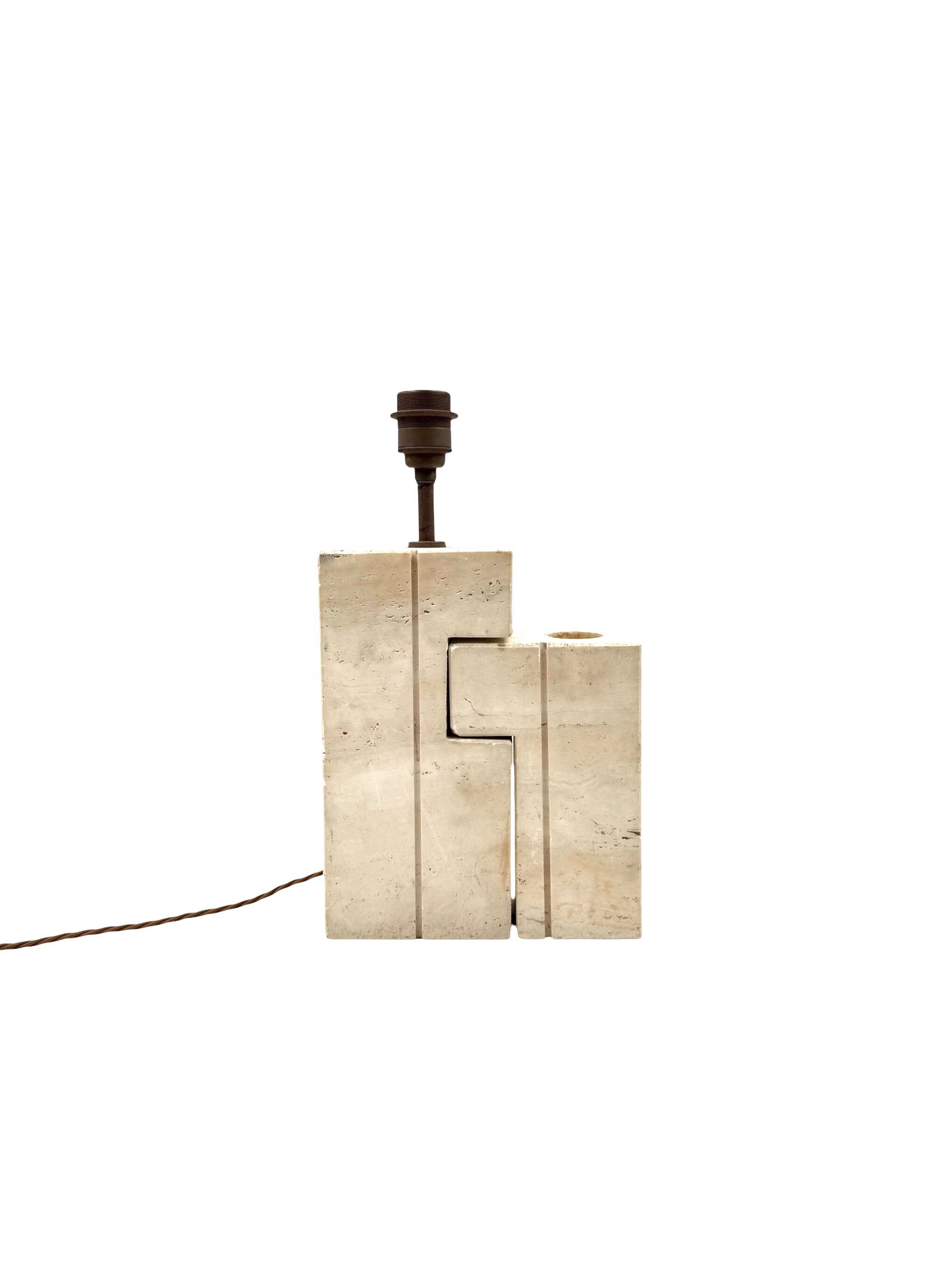 Mid-century modern travertine table lamp, Nucleo Sormani Italy 1960s