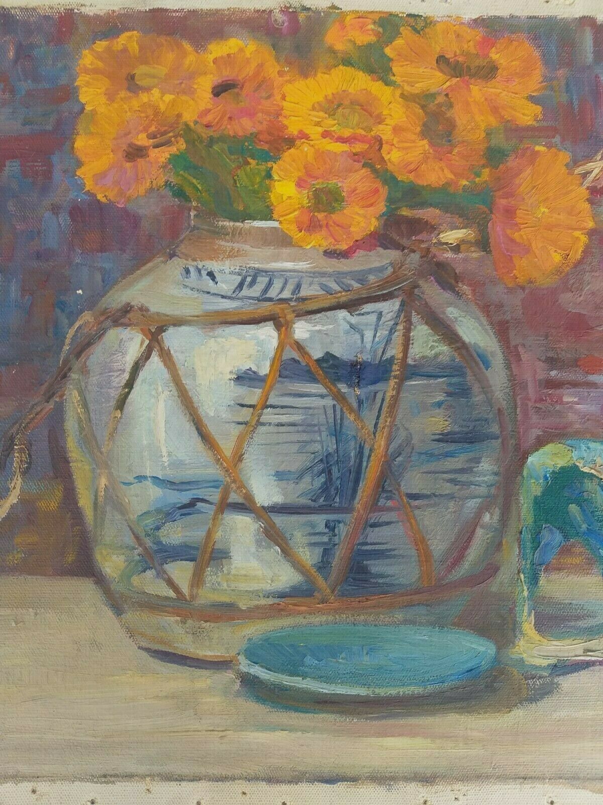 Huile sur toile par guillot rafaillac nature morte vase elephant 1930