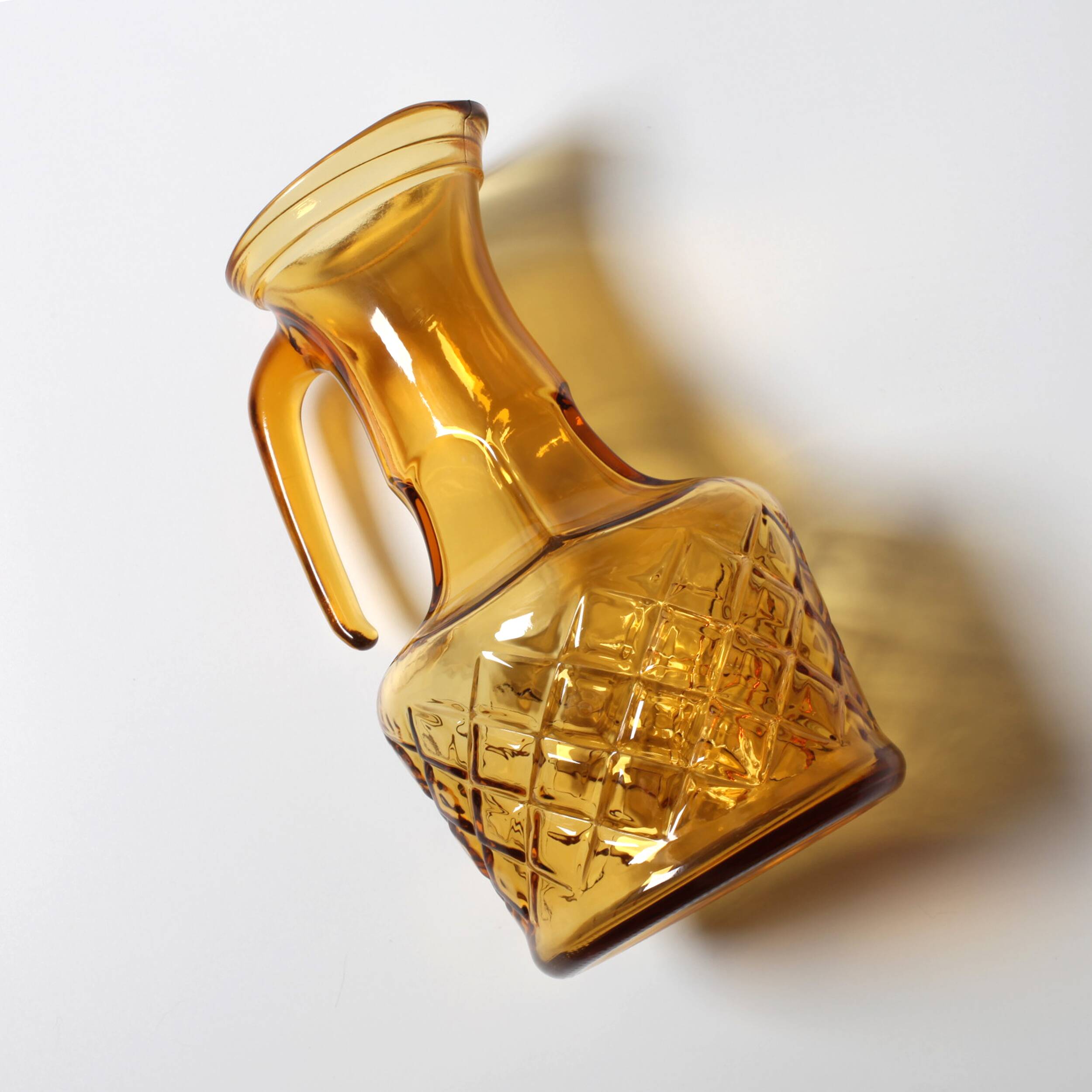 Vintage Designer Italian Amber Glass Carafe / Mid-century Jug / Bormioli