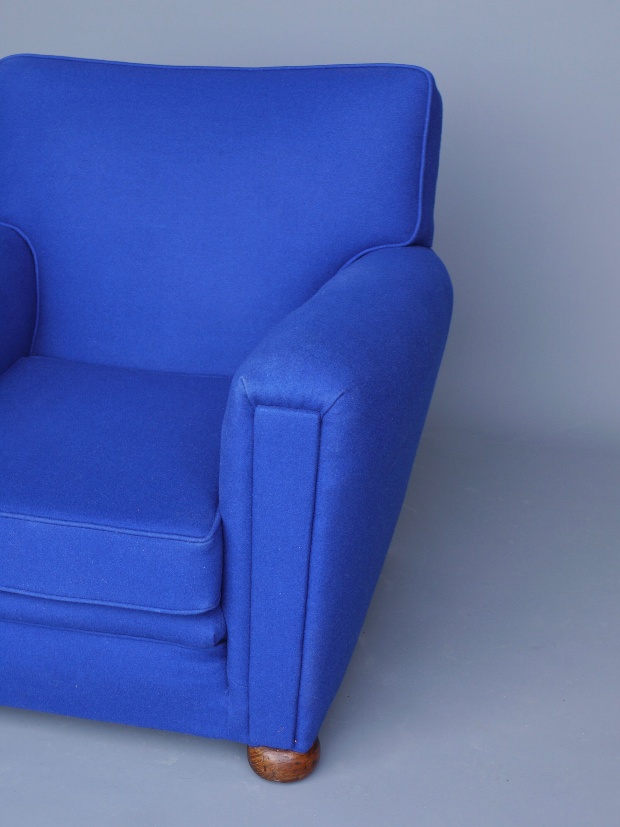 Royal blue wool club chair armchair. 1930s