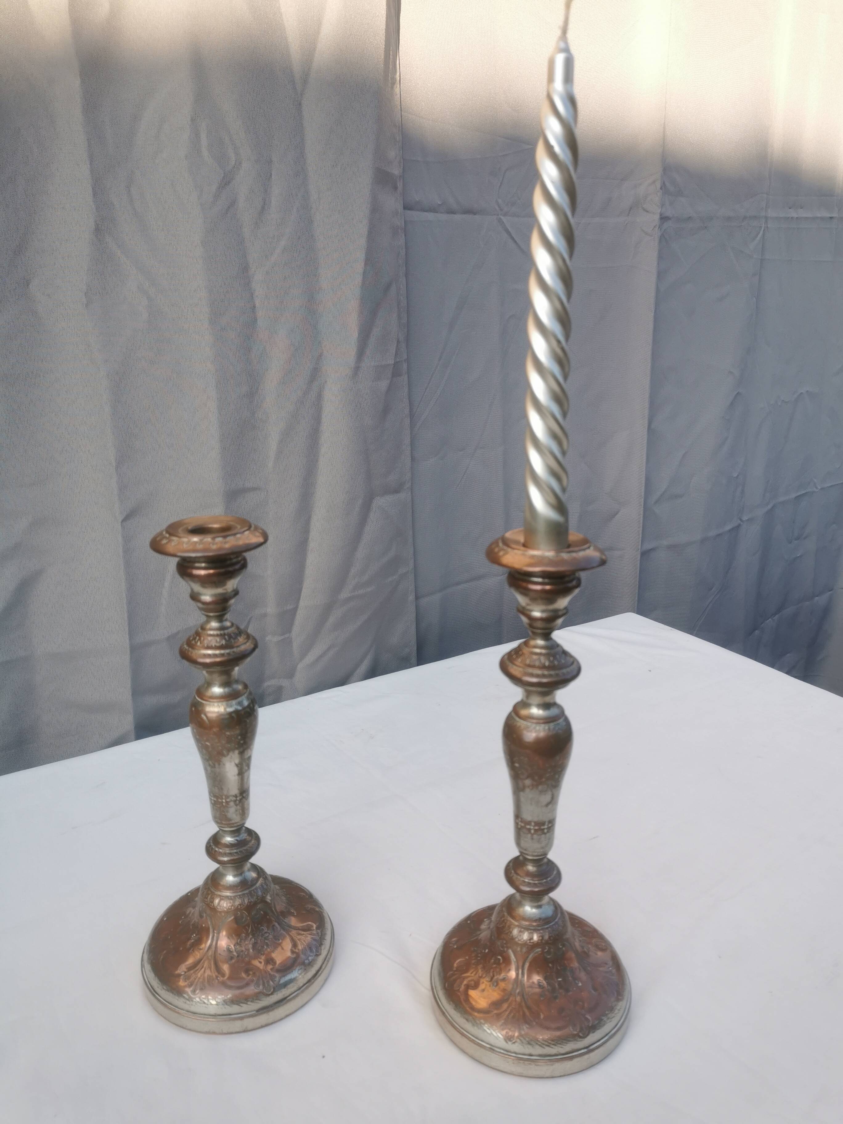 PAIR OF ANCIENT CANDLE HOLDERS