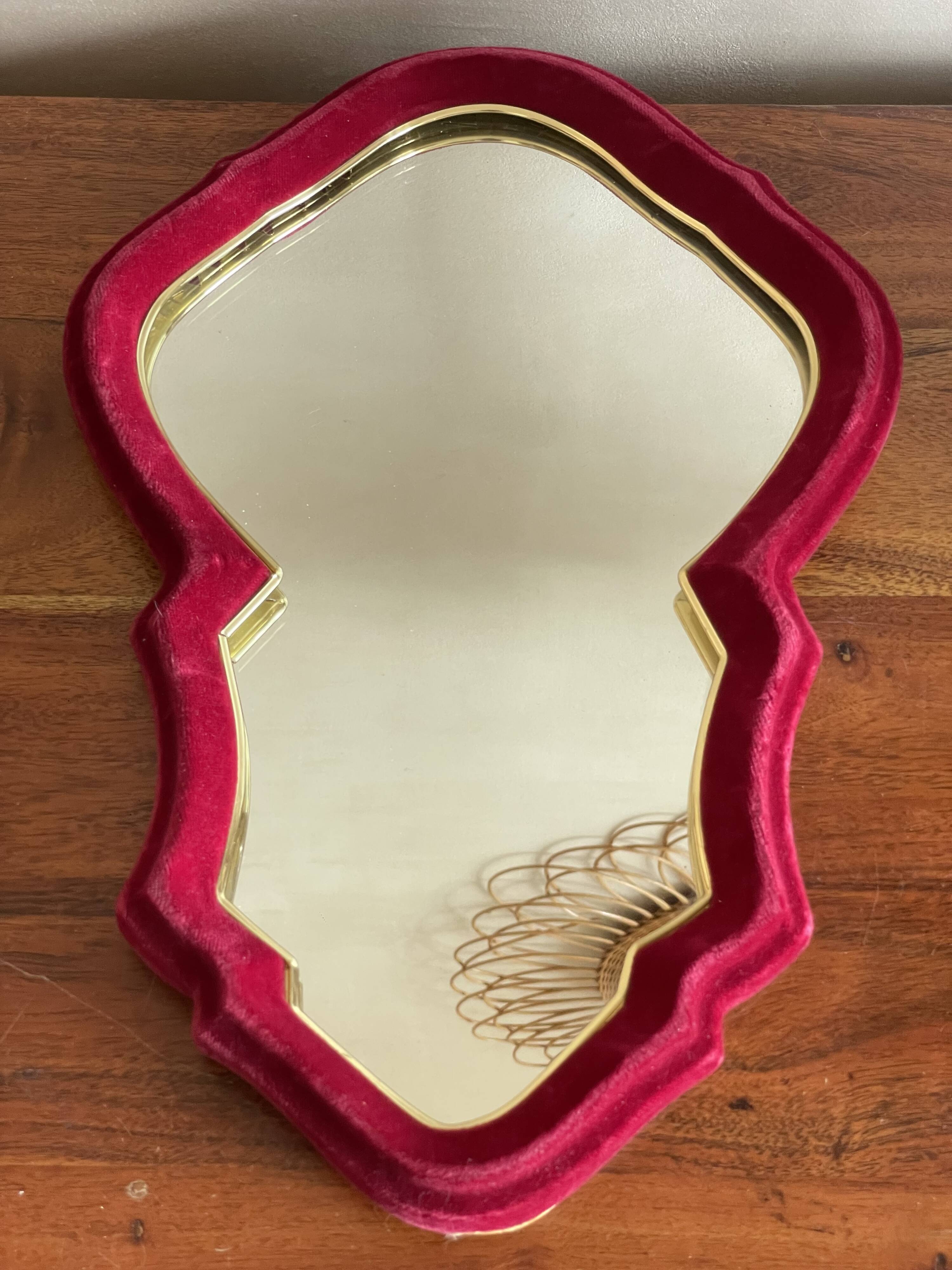 Red and gold felt mirror