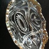 Cut crystal fruit bowl with gold rim / vintage 50s-60s