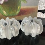 Set of 2 reversible molded glass candle holders