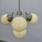Bauhaus Globe Chandelier Czechoslovakia 1930s Chrome Pendant