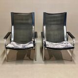 Relax armchair reclining black leather design 1960