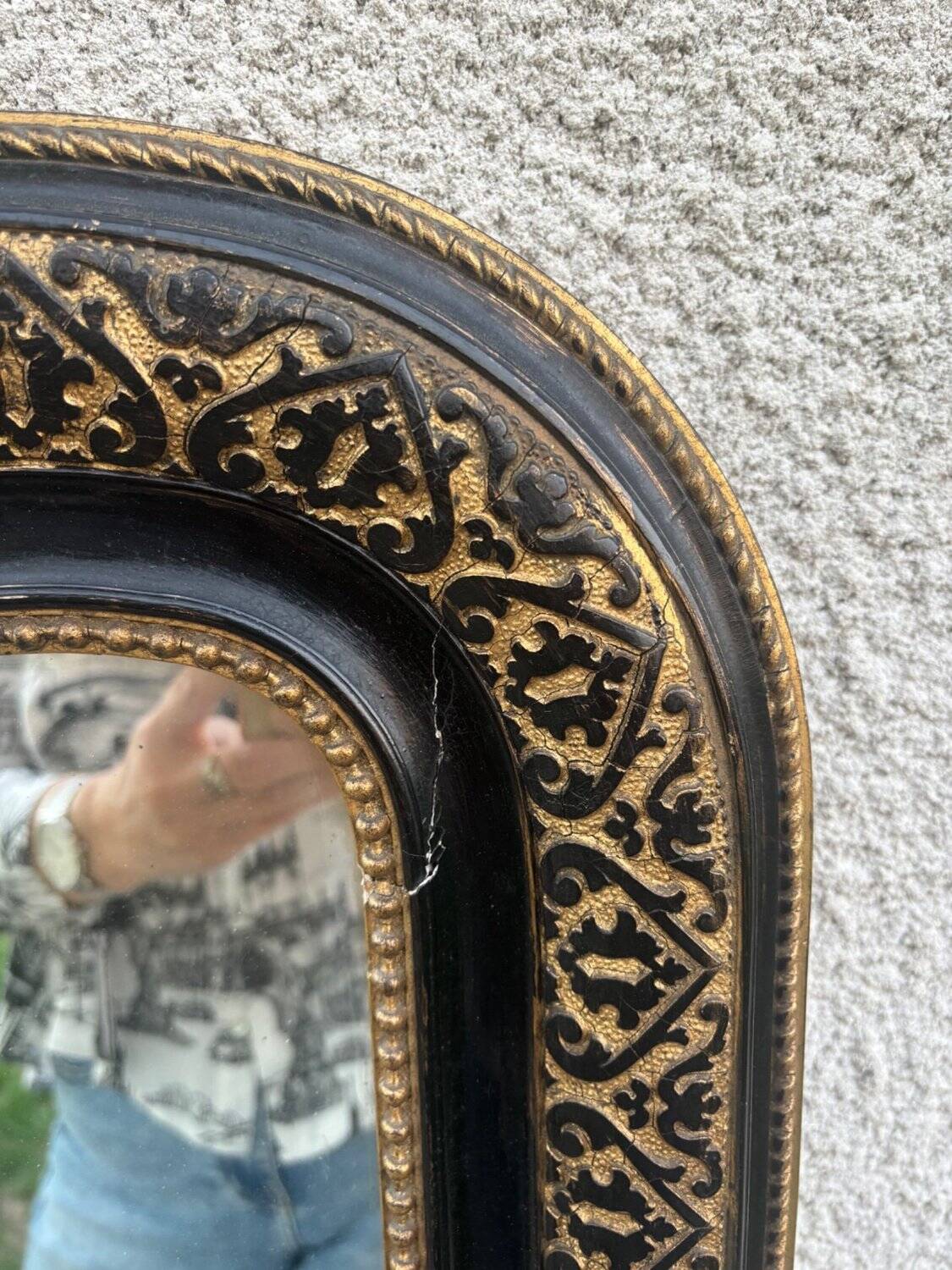 Miroir  Napoléon III bois ébonisé et dorure XIXe siècle