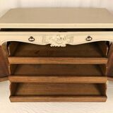 Low rocaille style sideboard in cream lacquered wood, circa 1900