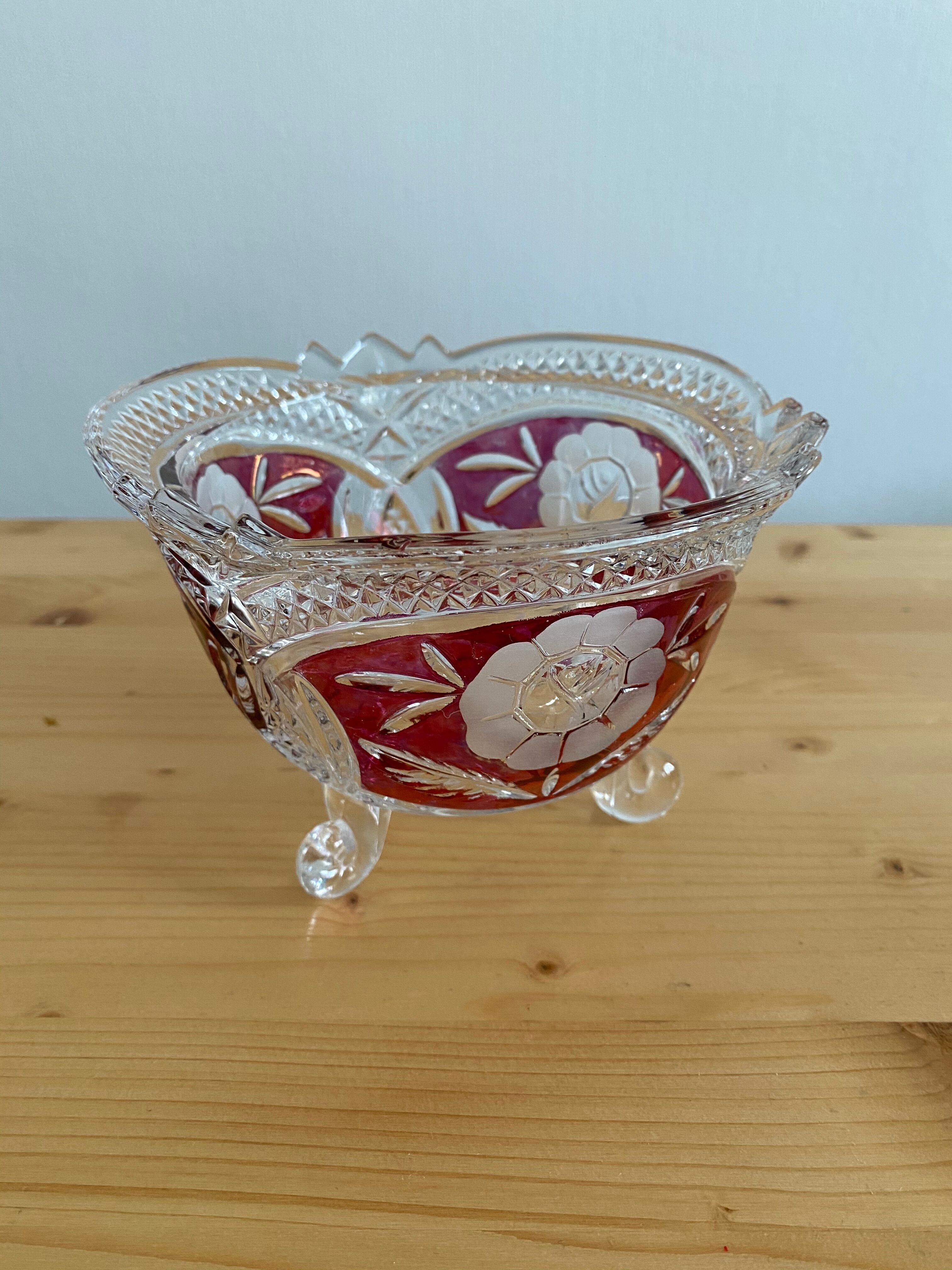 Dark pink chiseled glass cup