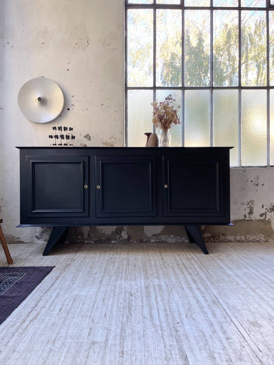 60s brutalist black sideboard