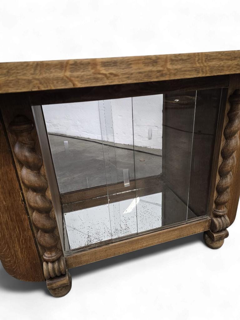 Petit meuble bar art déco vintage incurvé / meuble à thé / vitrine