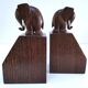 Pair of stylized elephant bookends in solid wood