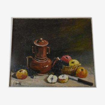 Still life - oil painting by y. quentel - debut xxeme