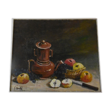 Still life - oil painting by y. quentel - debut xxeme