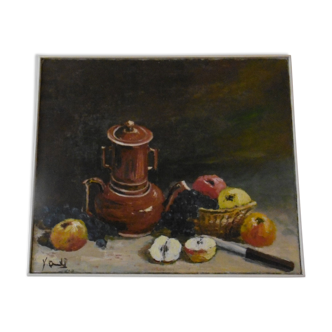 Still life - oil painting by y. quentel - debut xxeme