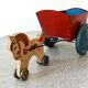 Horse cart and tin cart, old pull toy.