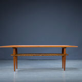 Mid-Century Coffee Table in Teak & Rattan