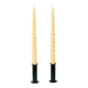 Set of 2 glossy black metal candleholders in retro Ikea Memphis style