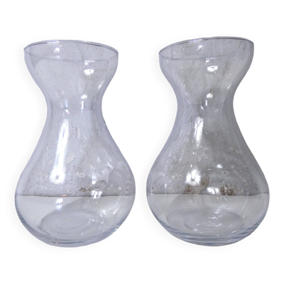 2 anciens vases à bulbe jacinthe en verre