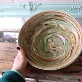 Mixed clay salad bowl signed Girod