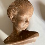 Child's head in terracotta 1920 wooden base