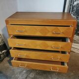 Vintage chest of drawers, compass legs, light wood